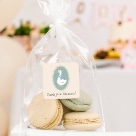 Niedliche Vintage Gänse-Babyaufkleber Quadratischer Aufkleber