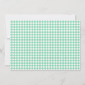 Niedliche Vintage Gingham Kariert Mint Green Baby Einladung (Rückseite)