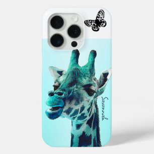 Niedliche Vintage Giraffe Schmetterling im Wasser iPhone 15 Pro Hülle