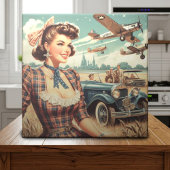 Niedliche Vintage Girl-Illustration Fliese