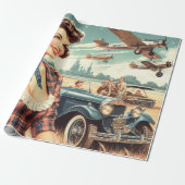 Niedliche Vintage Girl-Illustration Geschenkpapier (Ungerollt)