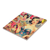 Niedliche Vintage Girls Illustration Fliese (Seite)