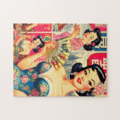 Niedliche Vintage Girls Illustration Puzzle (Horizontal)