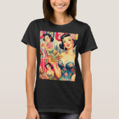 Niedliche Vintage Girls Illustration T-Shirt (Vorderseite)