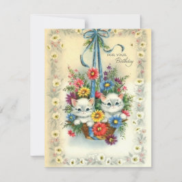 Niedliche Vintage glückliche Geburtstagskätzchen i Feiertagskarte