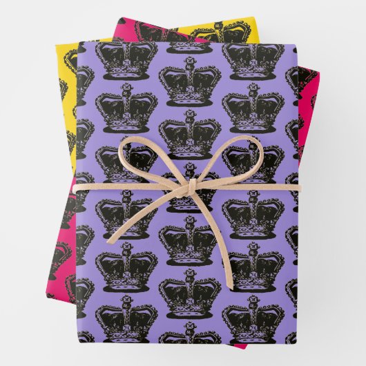 Niedliche Vintage Goldene Krone Geschenkpapier Set (Beispiel)