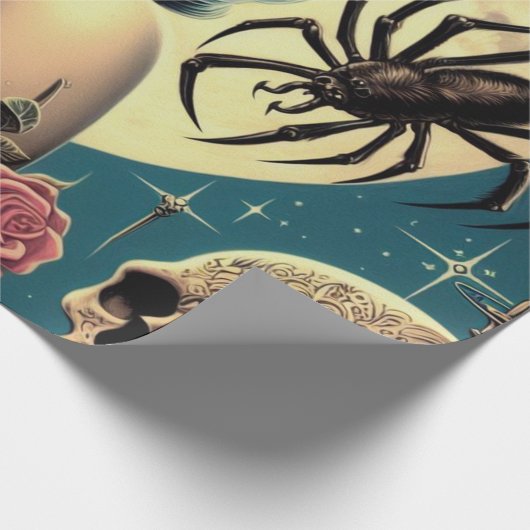 Niedliche Vintage Goth Girl Geschenkpapier (Ecke)