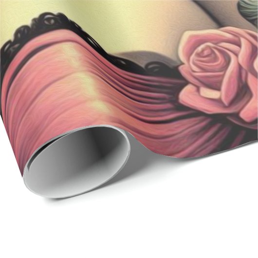 Niedliche Vintage Goth Girl Geschenkpapier (Rolleneckpunkt)