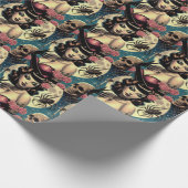Niedliche Vintage Goth Girl Geschenkpapier (Ecke)