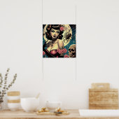 Niedliche Vintage Goth Girl Poster (Küche)