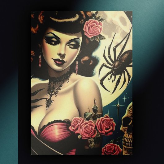 Niedliche Vintage Goth Girl Postkarte