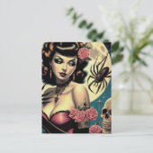 Niedliche Vintage Goth Girl Postkarte (Stehend Vorderseite)