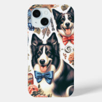 Niedliche Vintage Grenz-Collie-Illustration