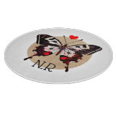 Niedliche Vintage Grunge Butterfly & Heart Mit Mon Schneidebrett (Ecke)