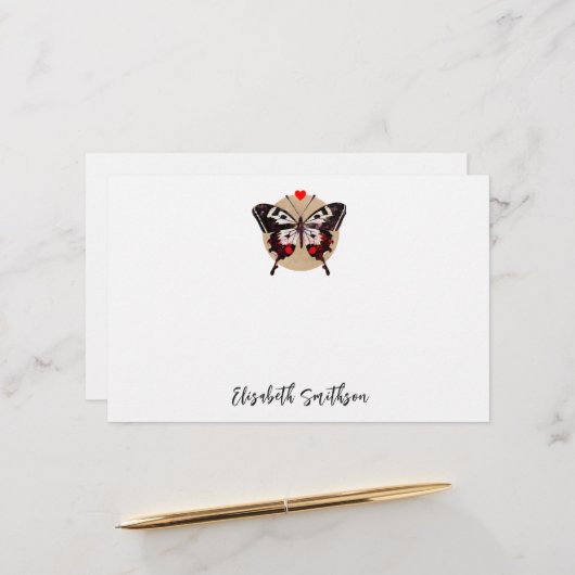 Niedliche Vintage Grunge Schmetterling und Herz tr Briefpapier (Vorderseite/Rückseite Beispiel)