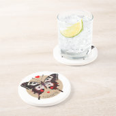 Niedliche Vintage Grunge Schmetterling und Herz tr Getränkeuntersetzer (Seite)