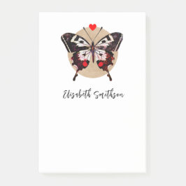 Niedliche Vintage Grunge Schmetterling und Herz tr Post-it Klebezettel