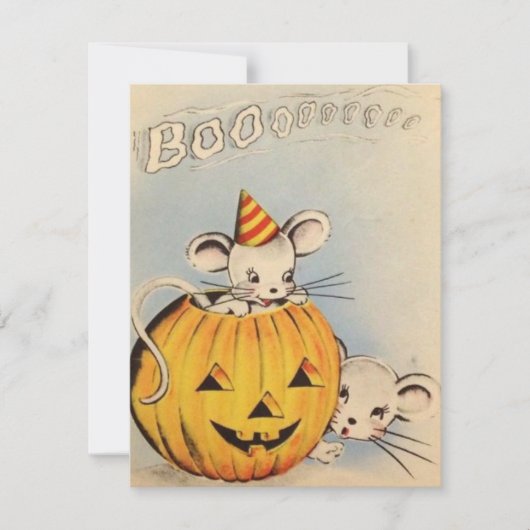 Niedliche Vintage Halloween-Maus in Pumpkin (Vorderseite)