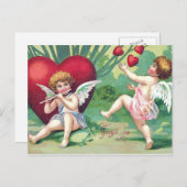 Niedliche Vintage Herzklopfe Feiertagspostkarte (Vorne/Hinten)