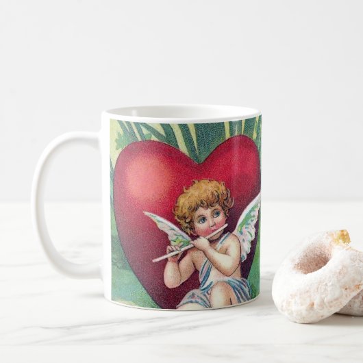 Niedliche Vintage Herzklopfe Kaffeetasse (Mit Donut)
