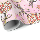 Niedliche Vintage Herzwürfel-Sucker-Valentine Geschenkpapier (Rolleneckpunkt)