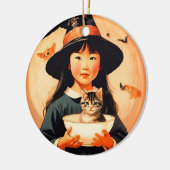 Niedliche Vintage Hexe - asiatisches Kind Keramik Ornament (Links)