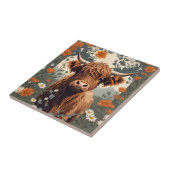 Niedliche Vintage Hochlandkuh Fliese (Seite)