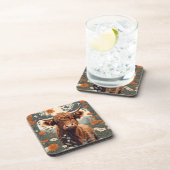 Niedliche Vintage Hochlandkuh Getränkeuntersetzer (Rechte Seite)