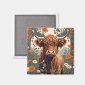 Niedliche Vintage Hochlandkuh Magnet (Vorderseite/Rückseite)