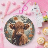 Niedliche Vintage Hochlandkuh Pappteller (Party)