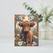 Niedliche Vintage Hochlandkuh Postkarte (Stehend Vorderseite)