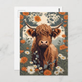 Niedliche Vintage Hochlandkuh Postkarte (Vorne/Hinten)