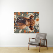 Niedliche Vintage Hochlandkuh Wandteppich (Beispiel (Horizontal))