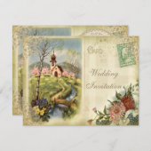 Niedliche Vintage Hochzeitseinladung Einladung (Vorne/Hinten)