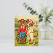 Niedliche Vintage Hunde Postkarte (Stehend Vorderseite)