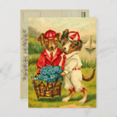Niedliche Vintage Hunde Postkarte (Vorne/Hinten)