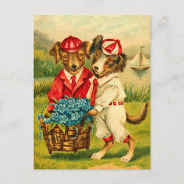 Niedliche Vintage Hunde Postkarte