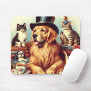 Niedliche Vintage Hundemalerei Mousepad