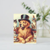 Niedliche Vintage Hundemalerei Postkarte (Stehend Vorderseite)