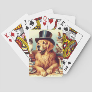Niedliche Vintage Hundemalerei Spielkarten