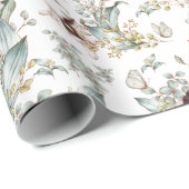 Niedliche Vintage Kaninchen Blumendekoupage Geschenkpapier (Rolleneckpunkt)