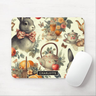 Niedliche Vintage Kaninchenmalerei Mousepad