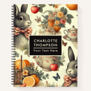 Niedliche Vintage Kaninchenmalerei Notizblock