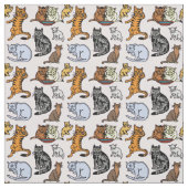 Niedliche Vintage Katze, die Muster zeichnet Stoff (Muster)