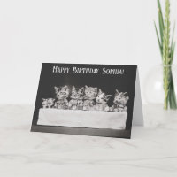 Niedliche Vintage Katze Geburtstags Tee Party