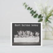 Niedliche Vintage Katze Geburtstags Tee Party Postkarte (Stehend Vorderseite)