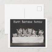 Niedliche Vintage Katze Geburtstags Tee Party Postkarte (Vorne/Hinten)