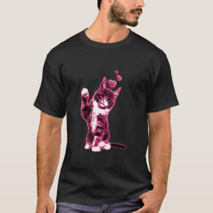 Niedliche Vintage Katze mit Herz Retro Rosa 6 T-Shirt