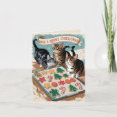 Niedliche Vintage Katzen backen Weihnachten Karte (Vorderseite)