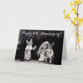 Niedliche Vintage Katzen Hochzeitstag Karte (Gelbe Blume)